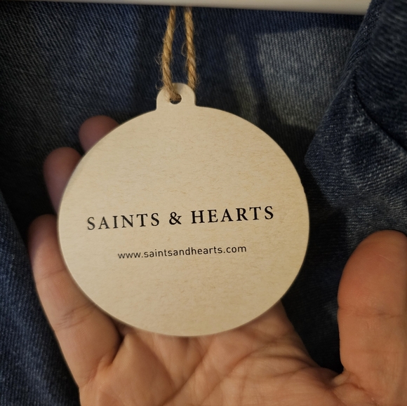 Saints And Hearts NWT Fringe Denim Jacket Western Concert Wear Oversized S - Picture 5 of 11